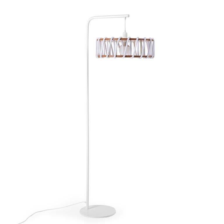 Emko - Macaron Vloerlamp, Wit Frame, Witte Kap - vloerlamp - zijaanzicht