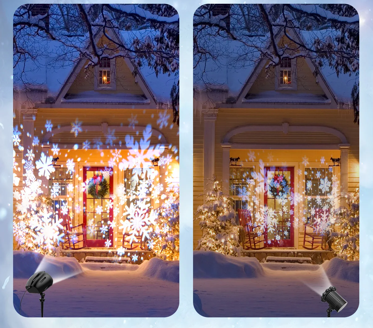 SNOWGLOW – LED Kerst Sneeuwval Projector met Dubbele Kop - buitenverlichting - zijaanzicht