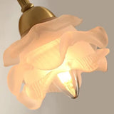 Vintage Koperen Bloemblad Glazen Wandlamp