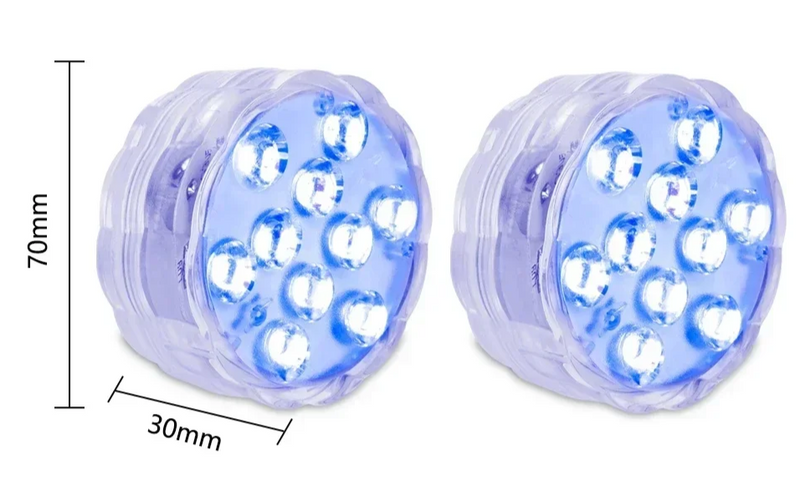 LUMISNAP 10-LED RGB Onderwaterlampen met Magnetische Bevestiging