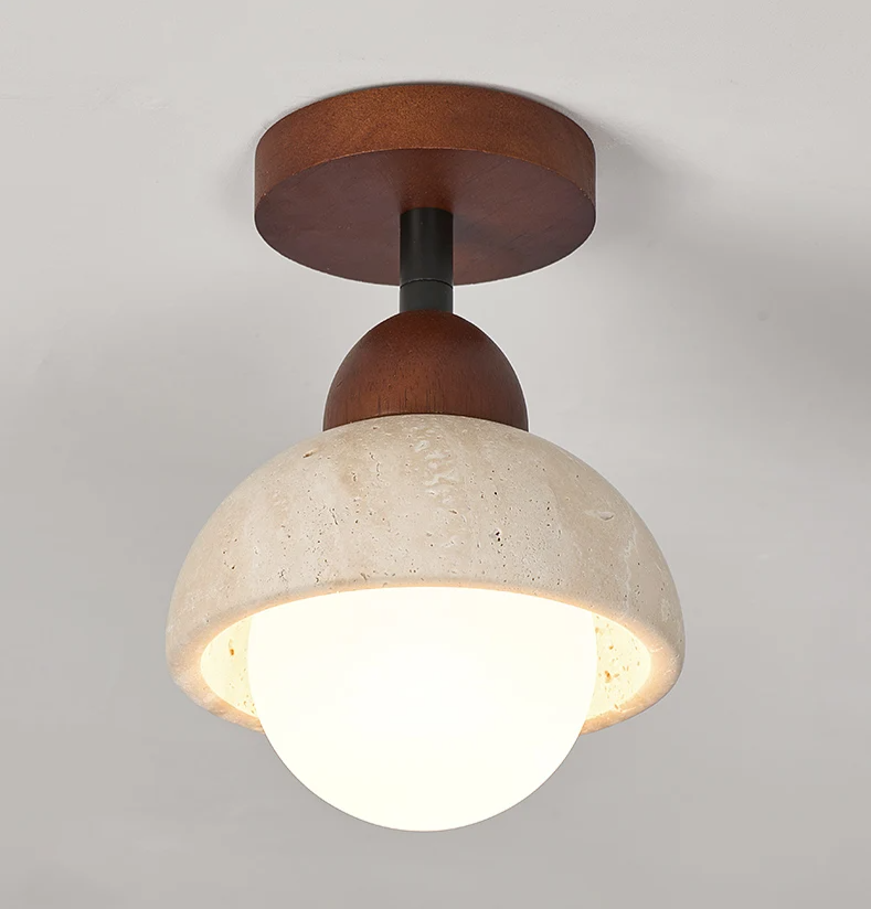 Wabi Sabi Travertin Plafondlamp - plafondlamp - zijaanzicht