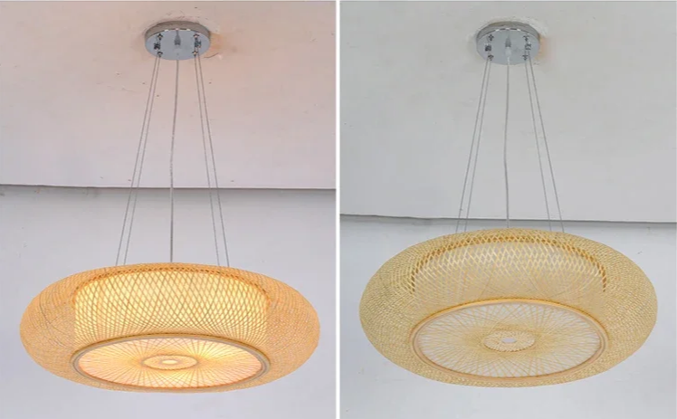 BambuLoom Grace: Handgemaakte Bamboe Rieten Hanglamp - hanglampen - sfeerbeeld