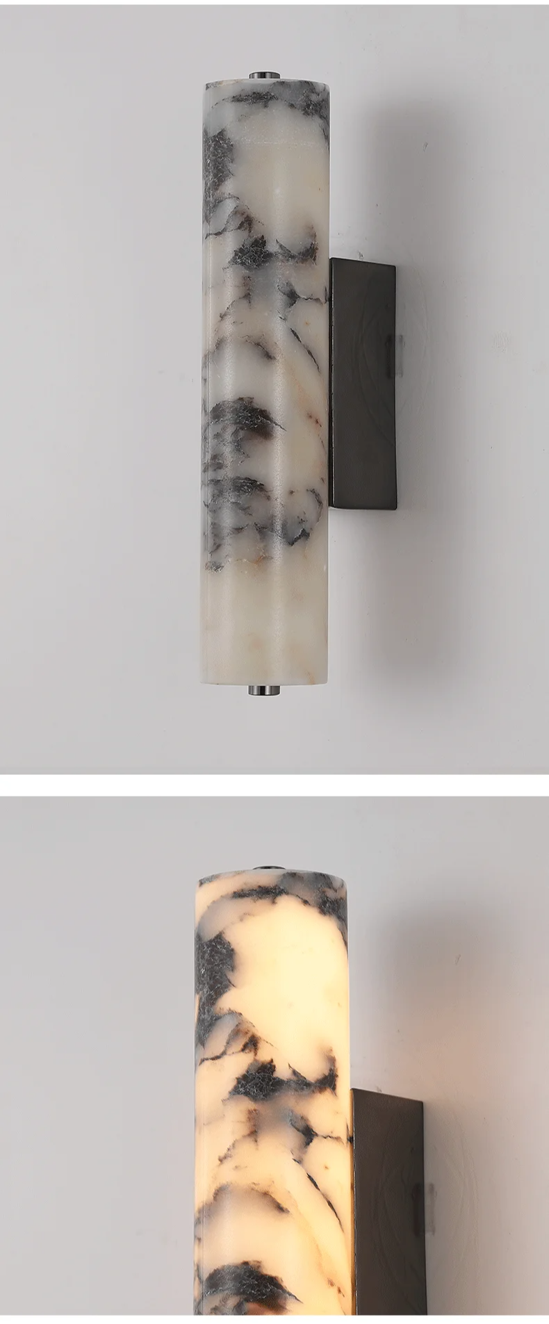 Marbella Lux Sconce – Natuurlijke Zwarte Marmeren Wandlamp in Italiaans Design voor Slaapkamer &a Woonkamer - wandlamp - deta