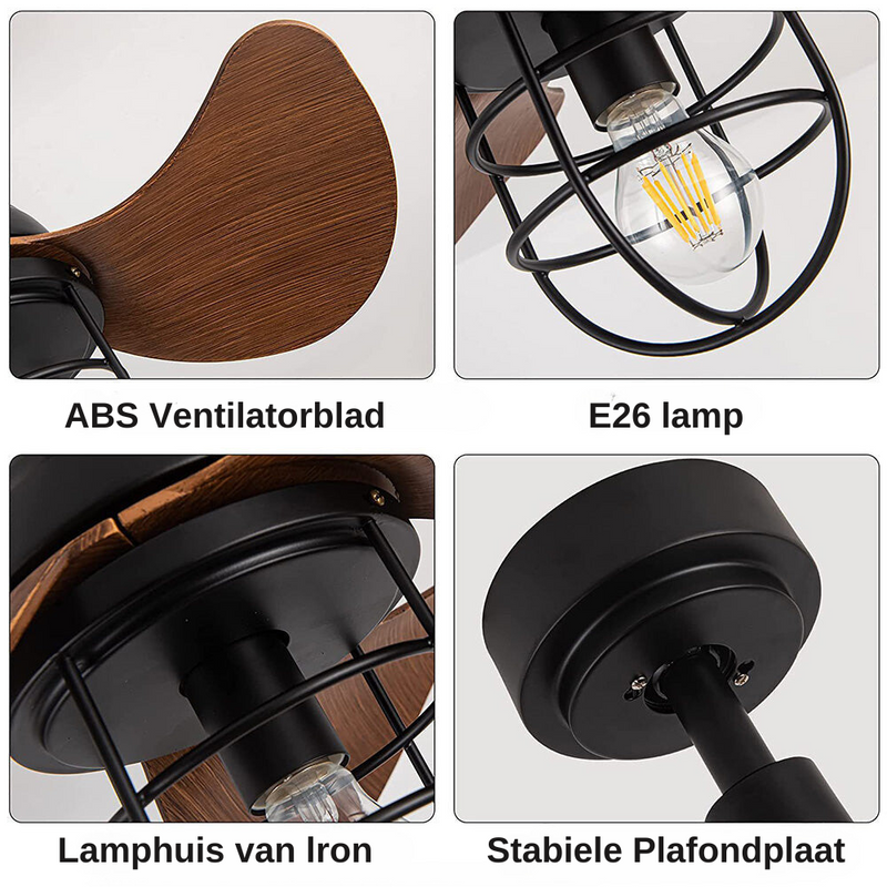 Hedendaagse Plafondventilator Donker Notenhout Met Verlichting