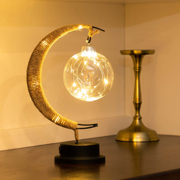 Betoverde Maanlamp Van Glas Met Warm Licht Voor Op De Tafel - tafellampen - zijaanzicht