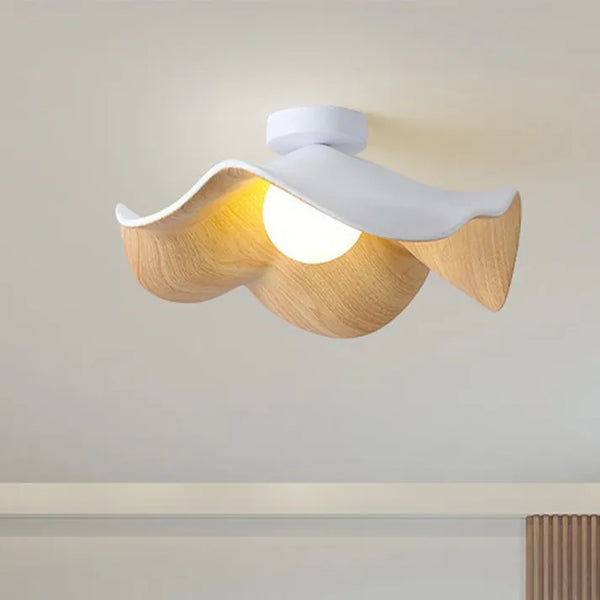 Scandinavische Houten Lotus Plafondlamp - plafondlamp - gemonteerd