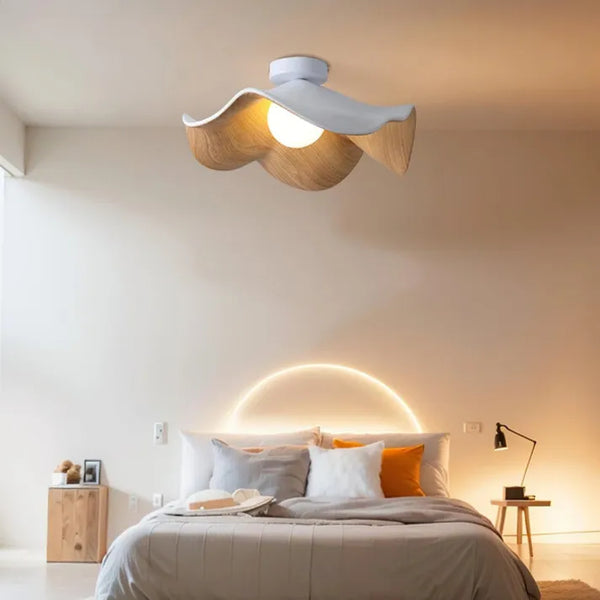 Scandinavische Houten Lotus Plafondlamp - plafondlamp - detail