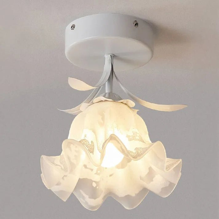 Eenvoudige Tiffany Plafondlamp Met Minibloemen - plafondlamp - zijaanzicht