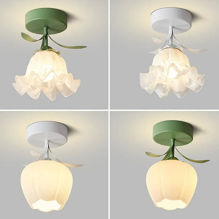 Eenvoudige Tiffany Plafondlamp Met Minibloemen - plafondlamp - verlicht
