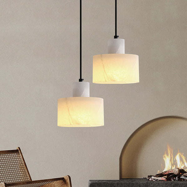 Scandinavische Eenvoudige Hanglamp In Wit Marmer - hanglampen