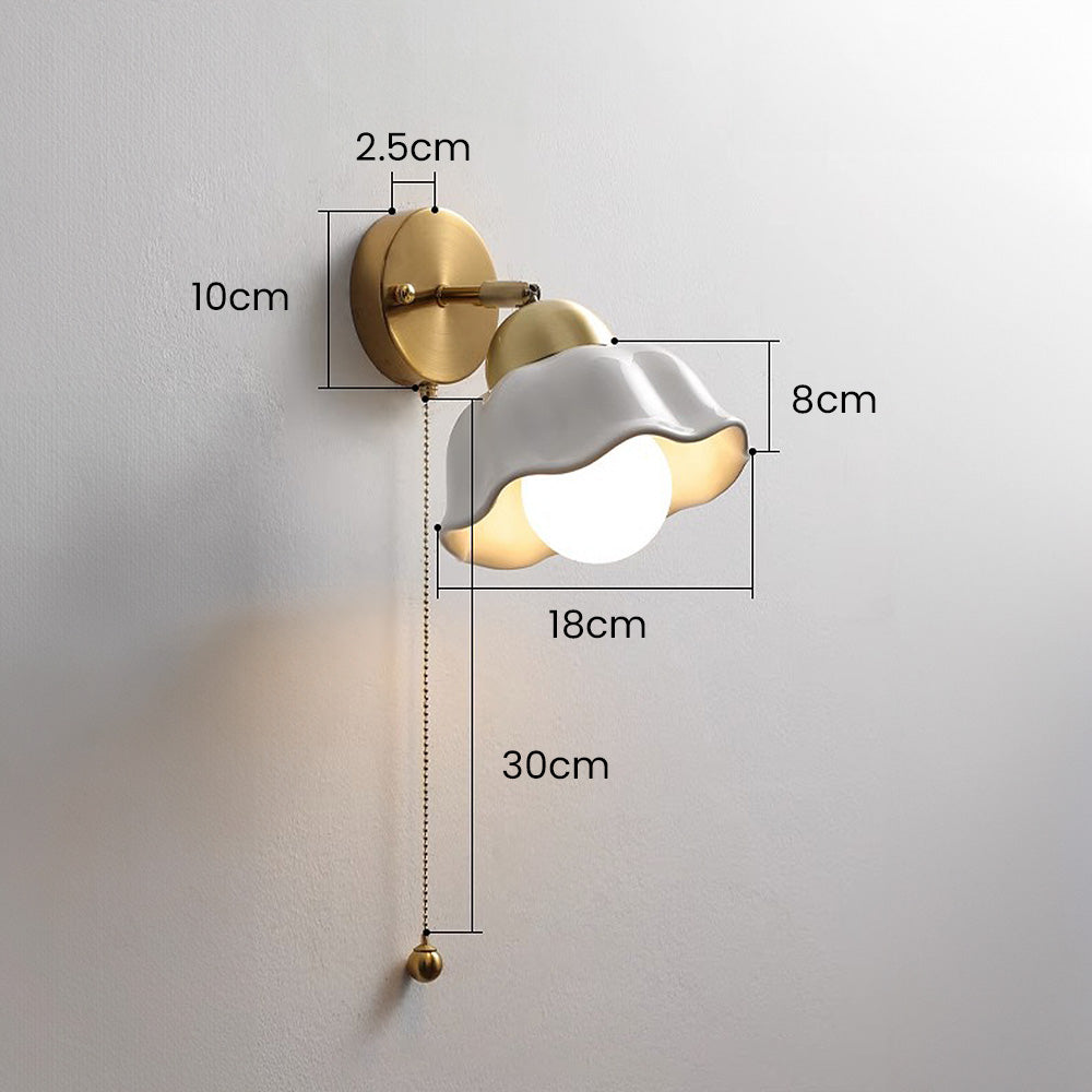 Retro Witte Bloem Wandlamp - wandlampen - close-up