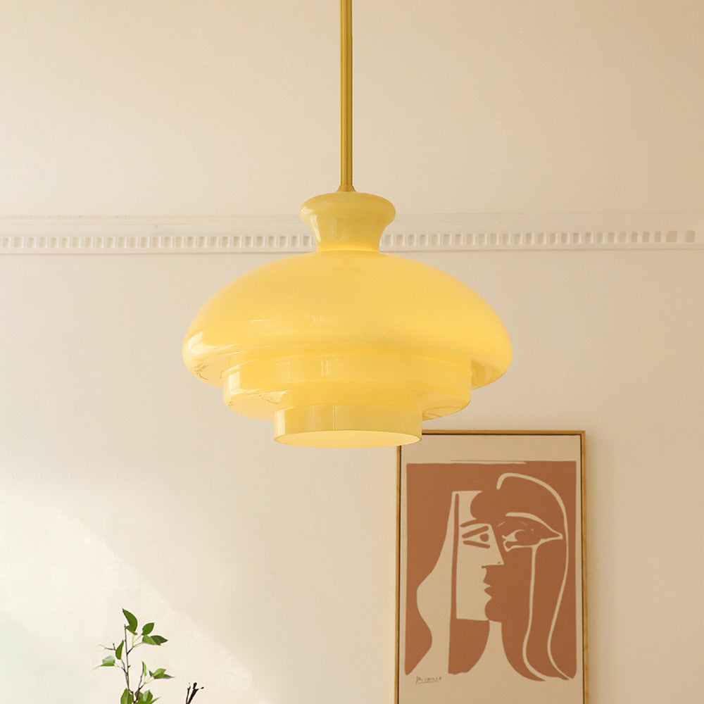 Bauhaus Hanglamp Van Roomgeel Glas - hanglampen - sfeerbeeld