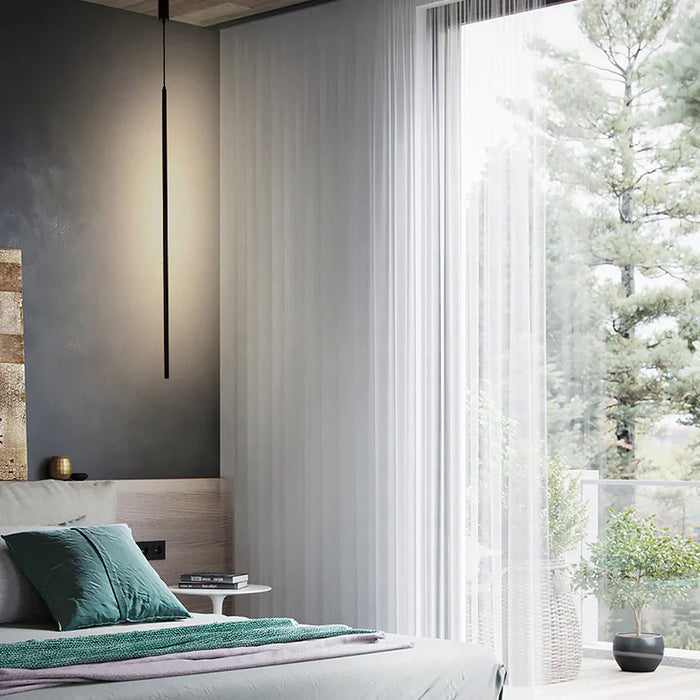 Minimalistische Lange LED Hanglamp Van Aluminium - hanglampen - zijaanzicht