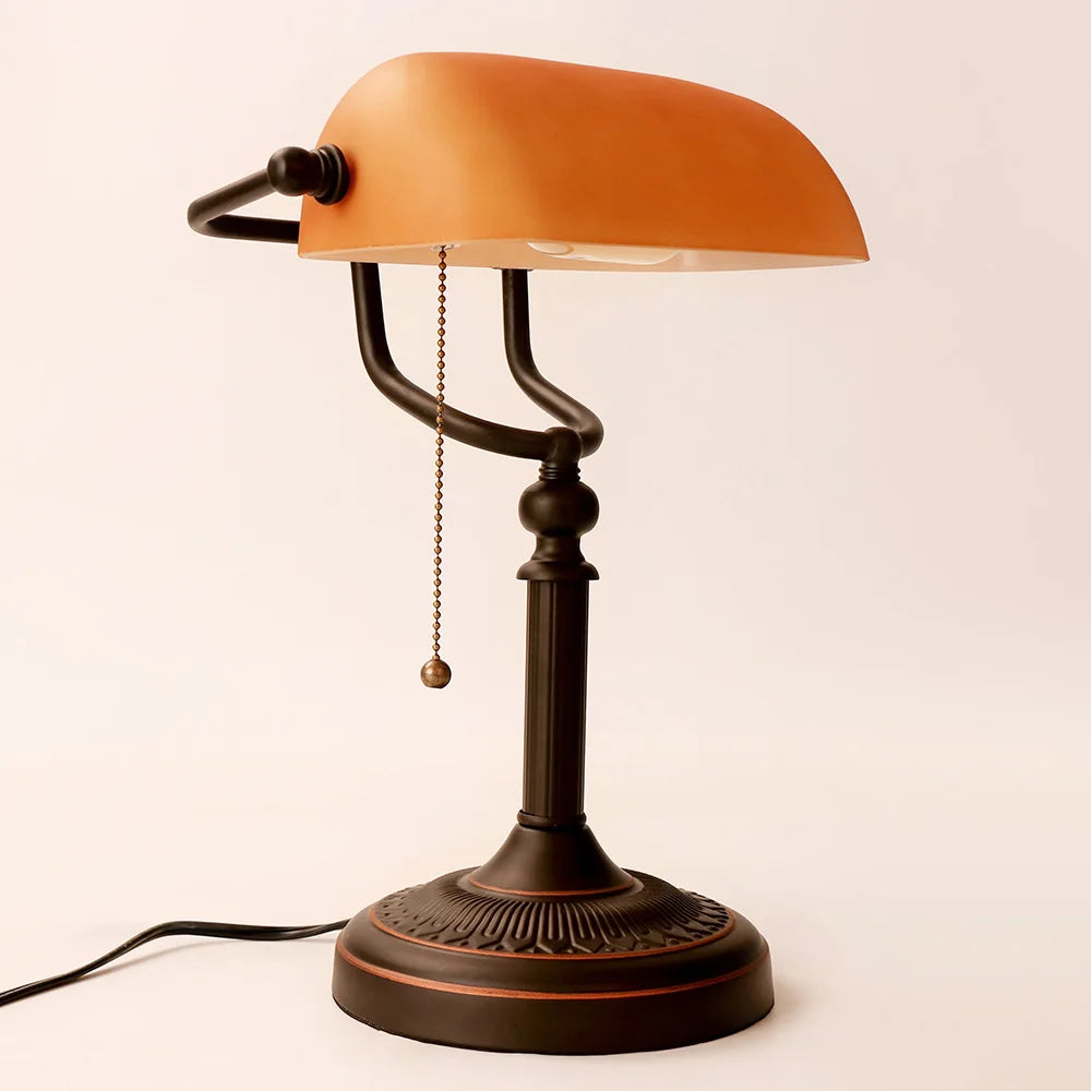 AmberGlow Vintage Mat Oranjeglas Tafellamp - tafellampen