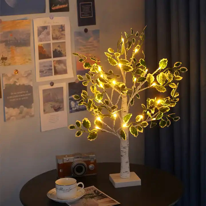 Kerstmis Groene Bladeren Led Boomverlichting - tafellampen - close-up