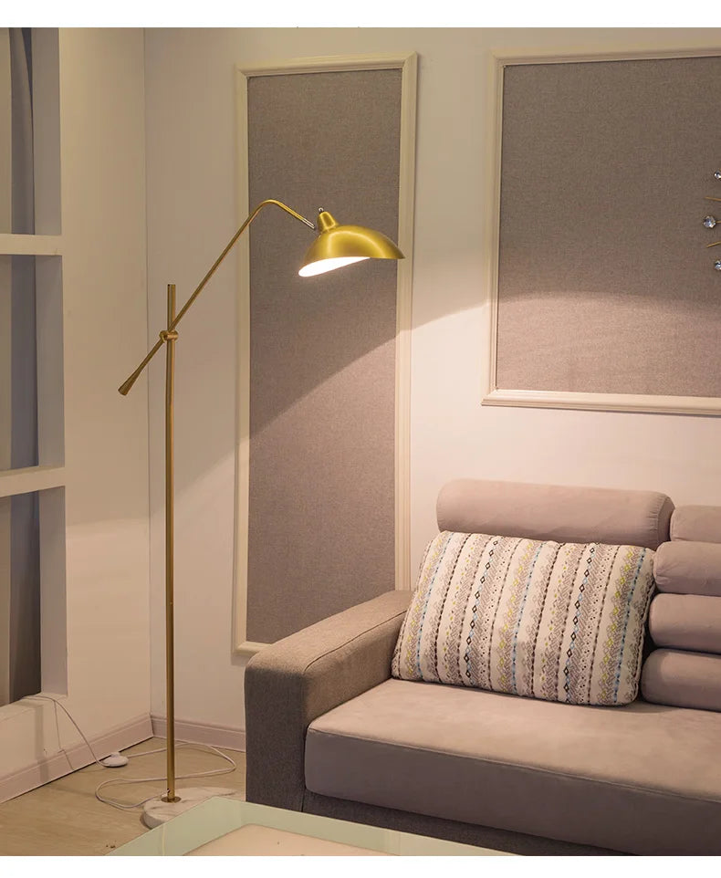 Nordic Gold Luxe Vloerlamp – Minimalistisch Design met Marmeren Basis - vloerlamp - materiaaldetail