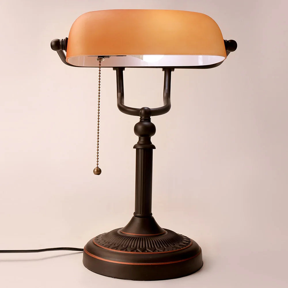 AmberGlow Vintage Mat Oranjeglas Tafellamp