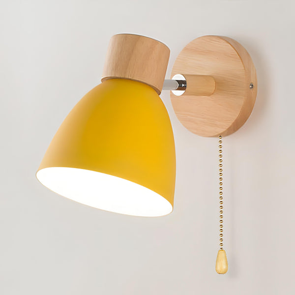 Hout Scandinavisch Moderne Hangende Schakelaar Wandlamp - wandlampen - zijaanzicht