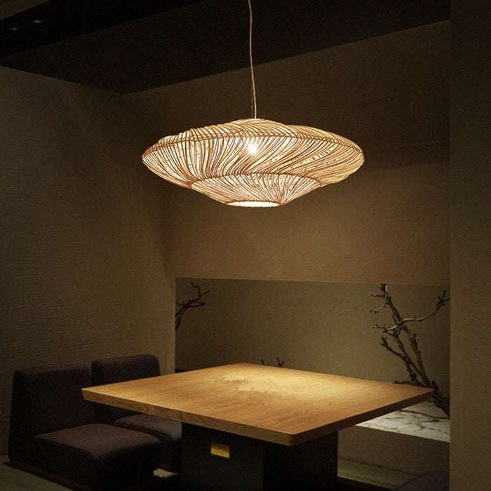 Vintage Rotan Hanglamp - hanglampen - zijaanzicht