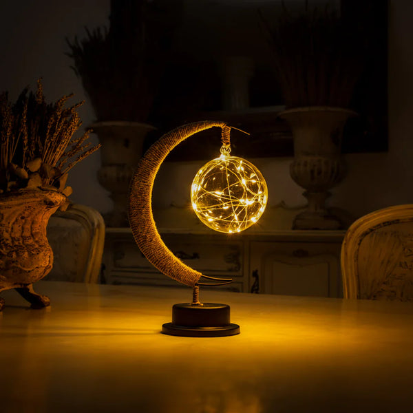 Betoverde Maanlamp Van Glas Met Warm Licht Voor Op De Tafel - tafellampen - afmetingen