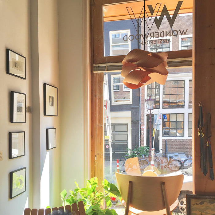 Houten Moderne Hanglamp Voor In De Eetkamer - hanglampen - sfeerbeeld