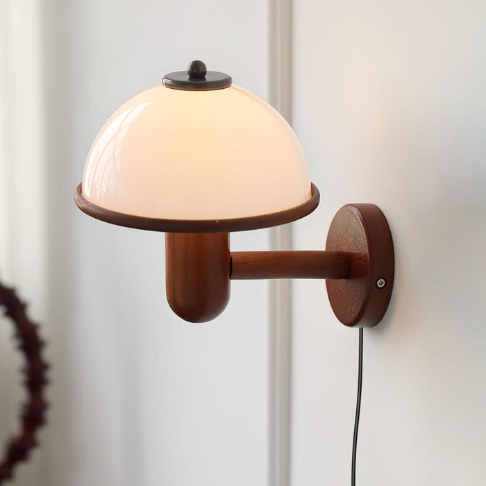 Paddenstoel Houten Wandlamp