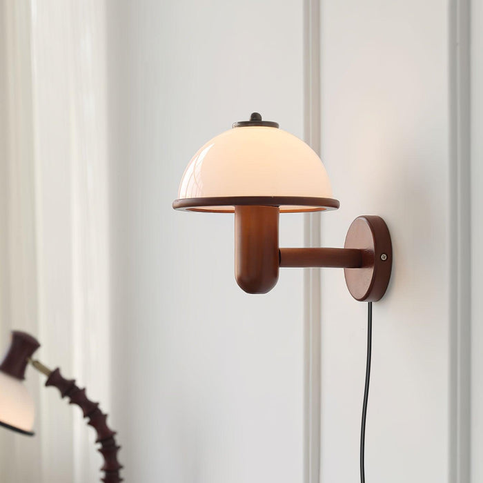 Paddenstoel Houten Wandlamp