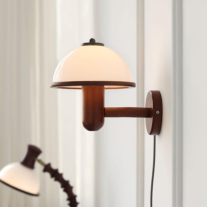 Paddenstoel Houten Wandlamp - wandlampen - zijaanzicht