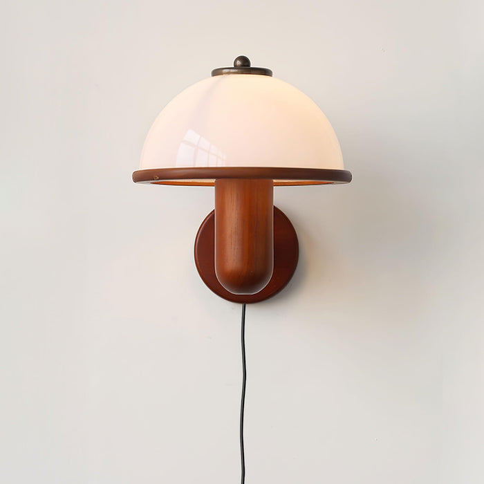 Paddenstoel Houten Wandlamp