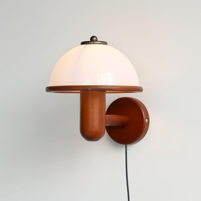 Paddenstoel Houten Wandlamp