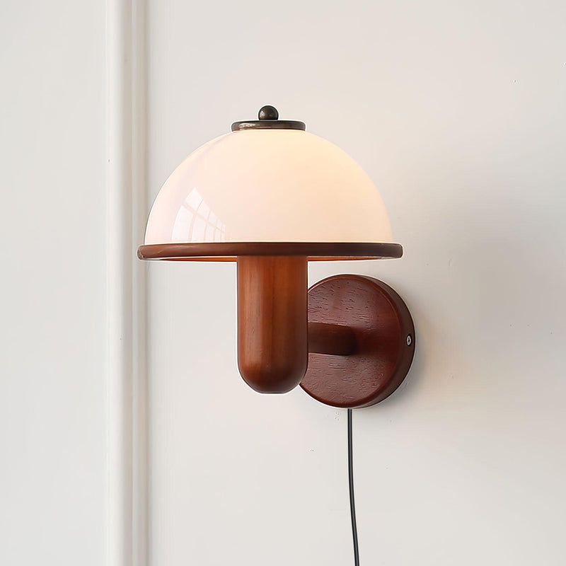 Paddenstoel Houten Wandlamp