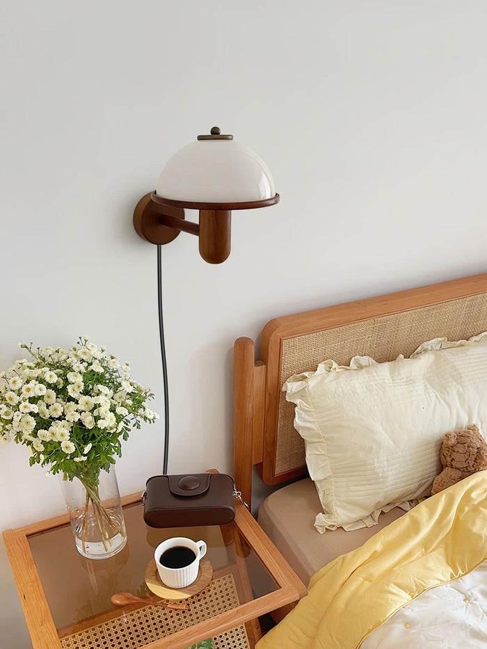 Paddenstoel Houten Wandlamp - wandlampen - gemonteerd