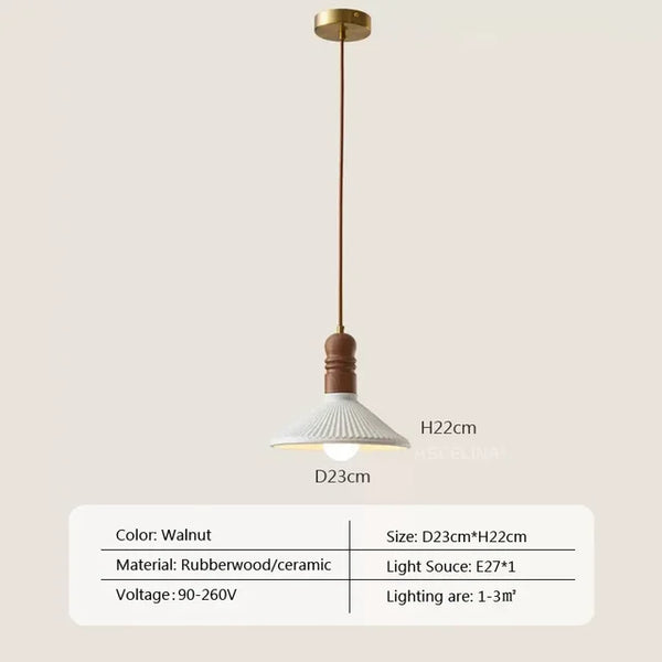 Crème Wind Massief Houten Hanglamp