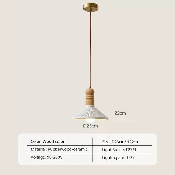 Crème Wind Massief Houten Hanglamp - hanglampen - gemonteerd