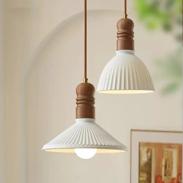 Crème Wind Massief Houten Hanglamp