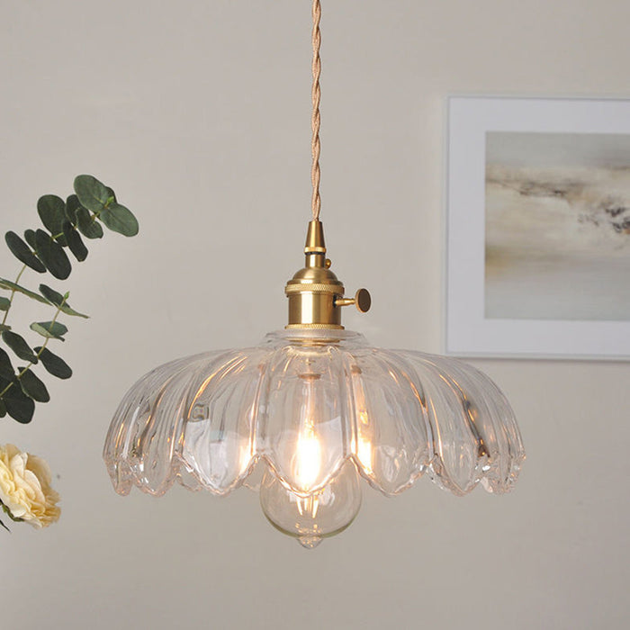 Vintage Glazen Bloem Hanglamp - hanglampen - verlicht
