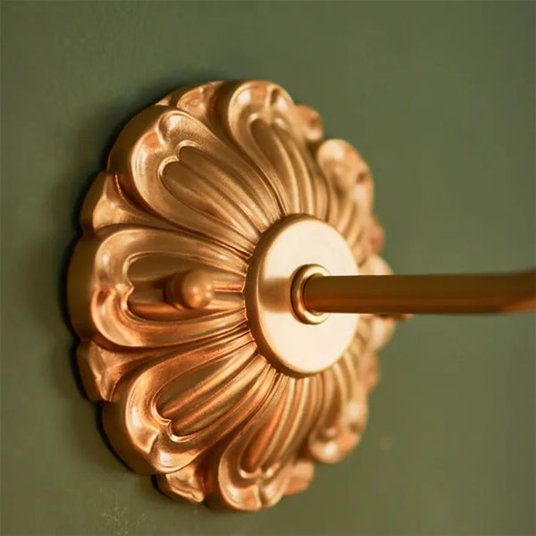 Vintage Koperen Bloemblad Glazen Wandlamp - wandlampen - sfeerbeeld