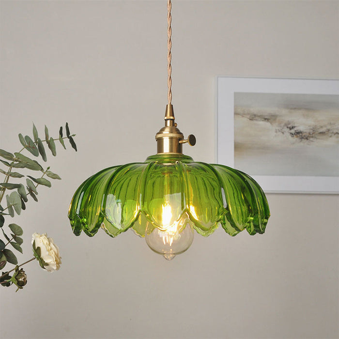 Vintage Glazen Bloem Hanglamp - hanglampen - verlicht