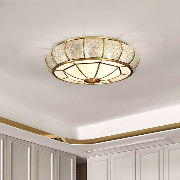 Ronde Glazen Plafondlamp Met Structuur - hanglampen - in de kamer