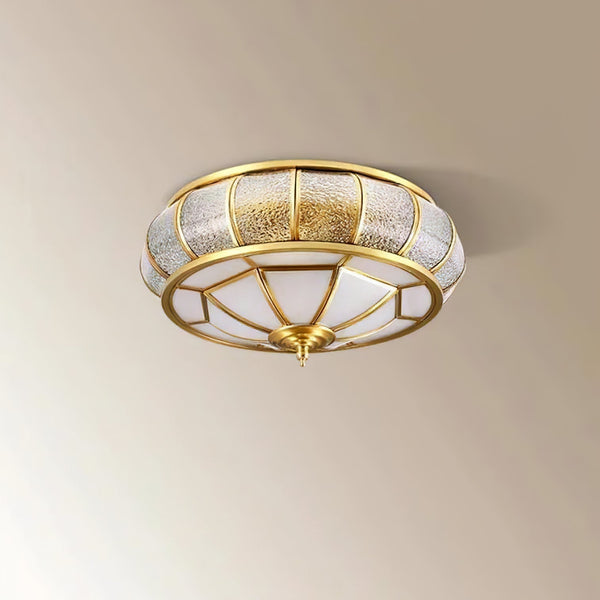 Ronde Glazen Plafondlamp Met Structuur - hanglampen - zijaanzicht