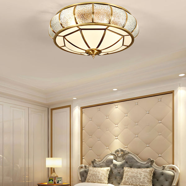 Ronde Glazen Plafondlamp Met Structuur - hanglampen - close-up