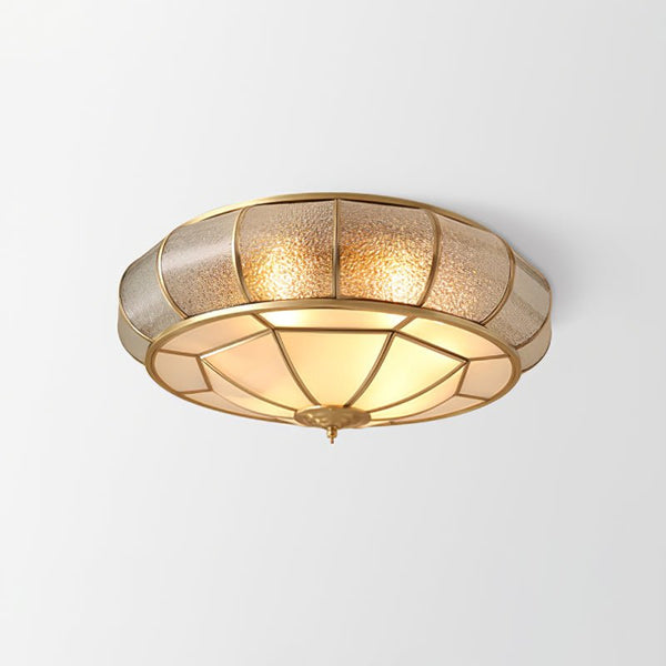 Ronde Glazen Plafondlamp Met Structuur - hanglampen - gemonteerd