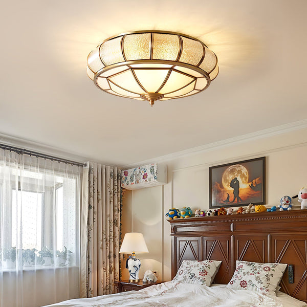 Ronde Glazen Plafondlamp Met Structuur - hanglampen