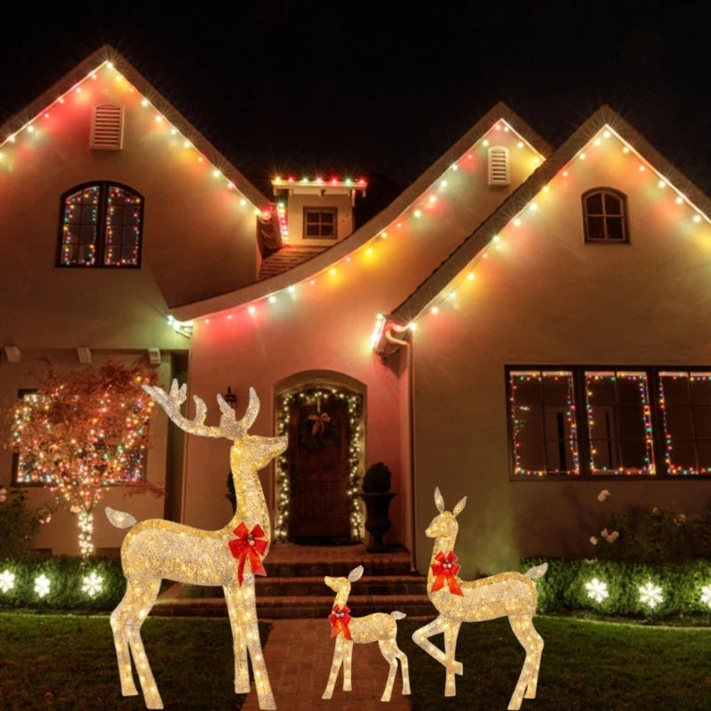 LumiGift 3-Delige Verlichte Cadeaudoos Set met LED - buitenverlichting - gemonteerd
