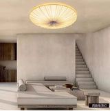 Wabi-Sabi Luxe Stoffen LED Plafondlamp – Minimalistische Rond Vliegende Schotel Hanglamp