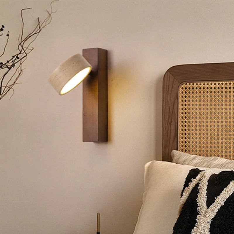 AureaCave Wabi-Sabi Travertin Wandlamp - wandlamp - sfeerbeeld