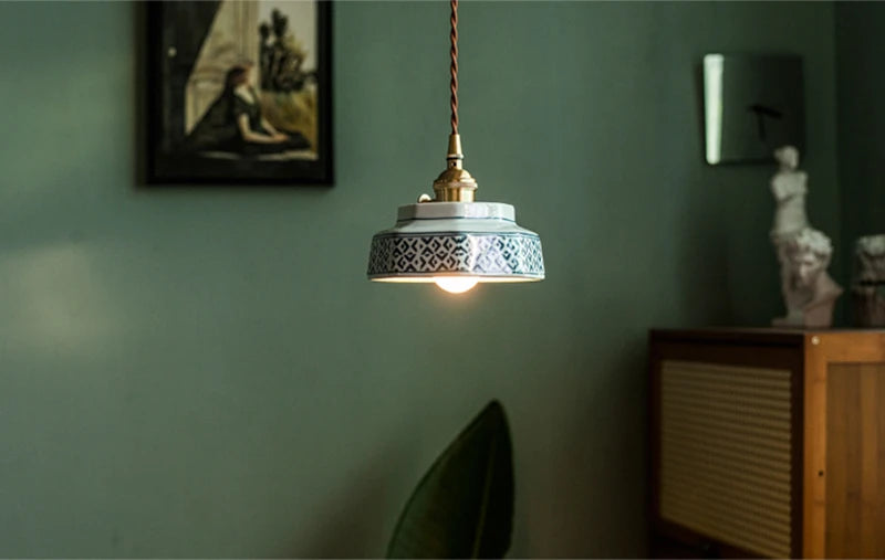 AuroraVerde Donkergroene Keramische Hanglamp - hanglampen - close-up