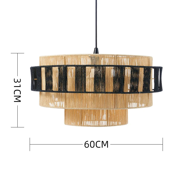 BonLumi Naturé – Retro Bonbon Hanglamp van Henneptouw en Rotan