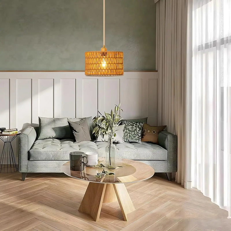 NaturaRiet Rieten Hanglamp – Authentieke Sfeer in een Modern Jasje