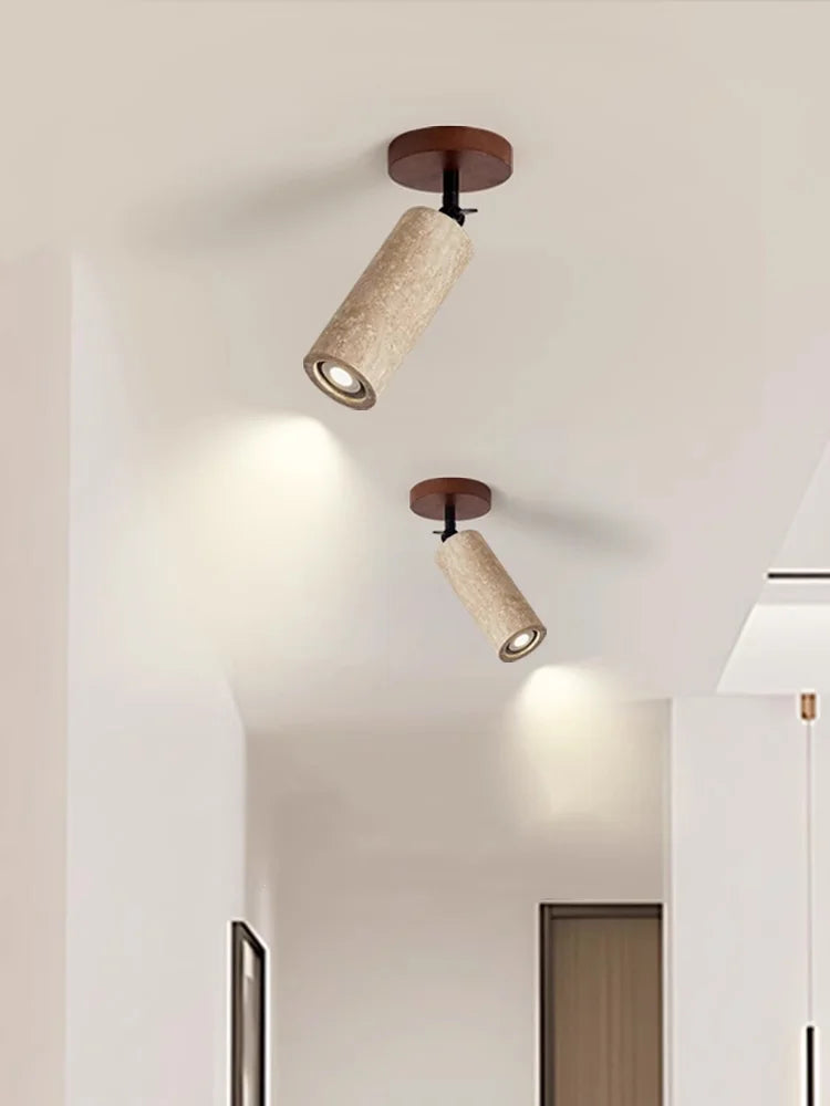 LumiSabi Travertin Natuursteen LED Plafondlamp – Moderne Wabi-Sabi Lamp - plafondlampen - materiaaldetail